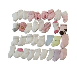 Baby Girl Sock Bundle - 33 Pairs Total! Size 0 - 3 Months!